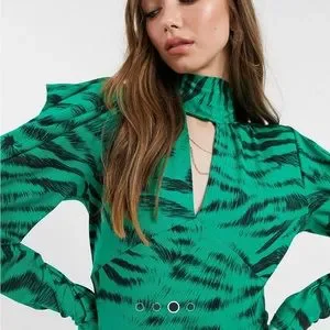 Topshop | Dresses | Top Shop Green Zebra Print Key Hole Midi Dress |  Poshmark
